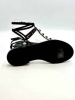 Sandalo Alla Schiava Ash in Pelle Nera con Borchie Oro e Nere Tacco 2 cm art. Party Black - immagine 5