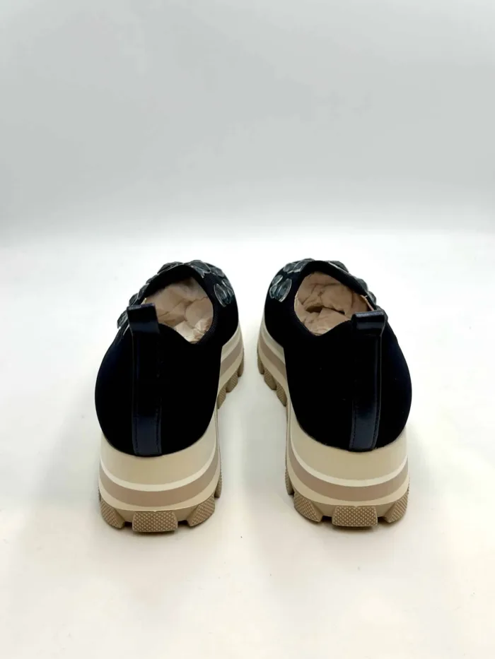 Mocassino Lorenzo Mari con Pietre in Rete Stretch Blu Zeppa 5 cm art. Dea 01, foto 4 di 5