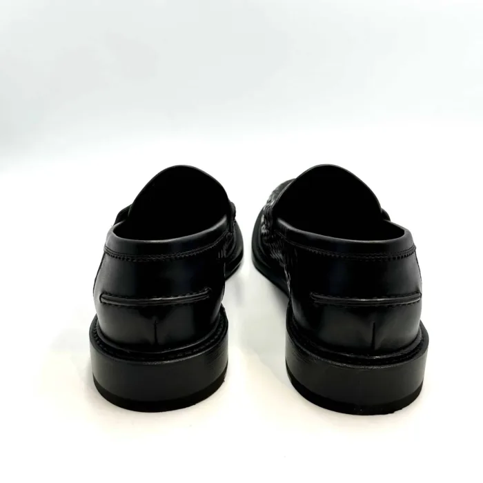 Mocassino Penny Uomo Barrett In Pelle Intrecciata Testa di Moro Con Fondo Cuoio Antiscivolo Art. 241U006.2, foto 4 di 5