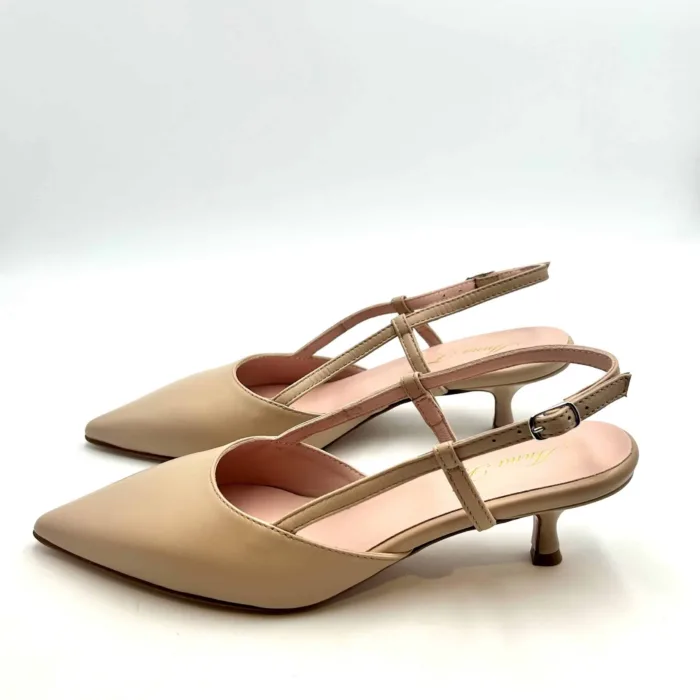 Slingback Anna F in Nappa Beige, Tacco 5 cm art. 1410, foto 3 di 5
