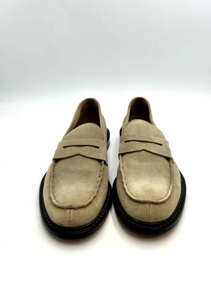 Mocassino Penny Uomo Doucal's In Camoscio Sabbia Con Fondo Cuoio Art. DU2405PHOEUY106TC15, foto 2 di 5