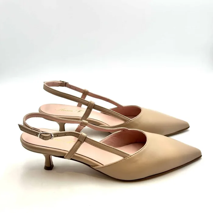 Slingback Anna F in Nappa Beige, Tacco 5 cm art. 1410, foto 1 di 5