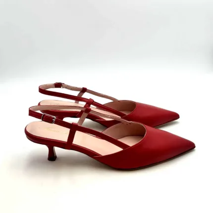 Slingback Anna F in Nappa Rossa, Tacco 5 cm art. 1410