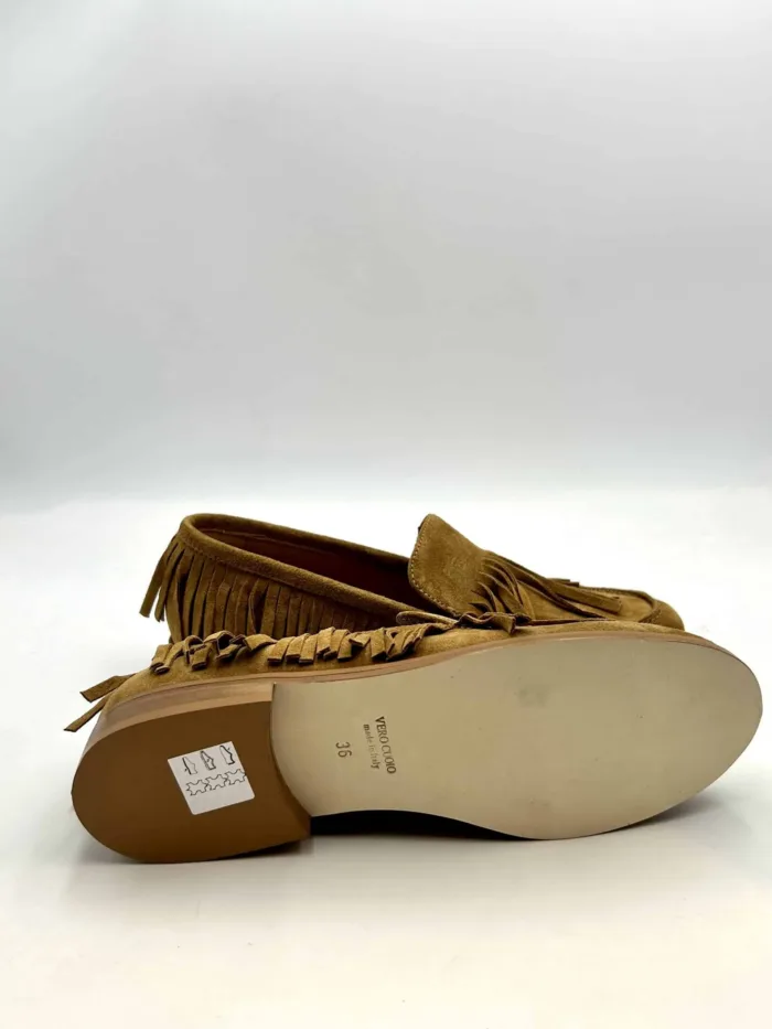 Mocassino Con Frange Anna F in Camoscio Cuoio Tacco 3 cm art. 1716, foto 4 di 5
