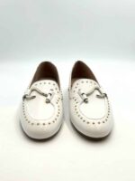 Mocassino Lorenzo Mari con Borchie in Pelle Bianca Tacco 3 cm art. Calla 05 - immagine 2
