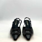 Slingback Bruno Premi in Nappa Blu Con Accessorio Gioiello , Tacco 7 cm art. BH0204X - immagine 2