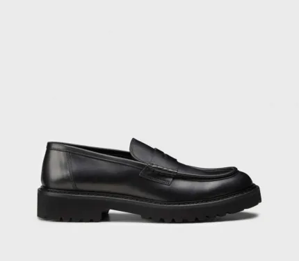 Mocassino Doucal's Penny Loafer in Pelle Nera con fondo Commander art. DU2926