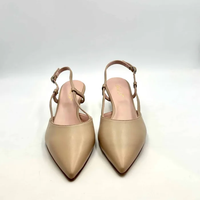 Slingback Anna F in Nappa Beige, Tacco 5 cm art. 1410, foto 2 di 5