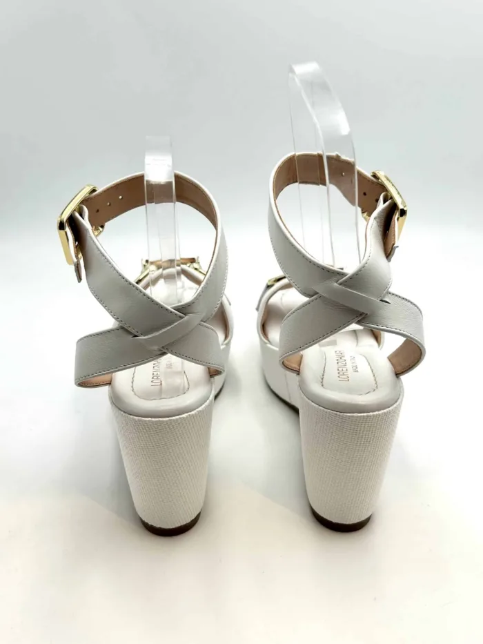 Zeppa con Morsetto Lorenzo Mari in Pelle Bianca Zeppa 8 cm Plateau 5 cm art. Orchidea 01, foto 4 di 5