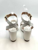 Zeppa con Morsetto Lorenzo Mari in Pelle Bianca Zeppa 8 cm Plateau 5 cm art. Orchidea 01 - immagine 4