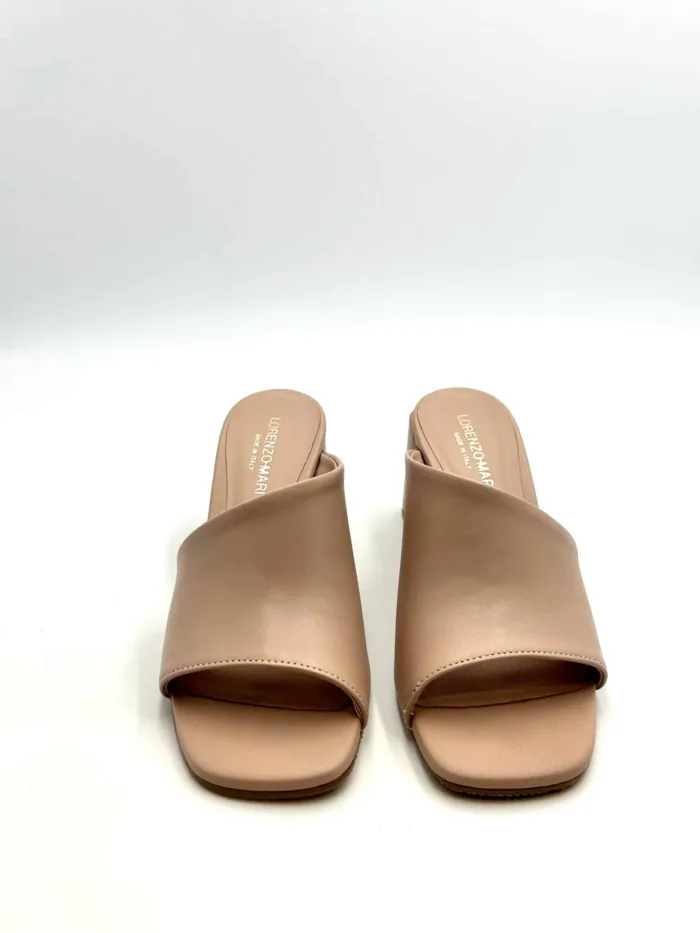 Sandalo Sabot Lorenzo Mari in Pelle Nude Tacco 7 cm art. Fresia 01, foto 2 di 5