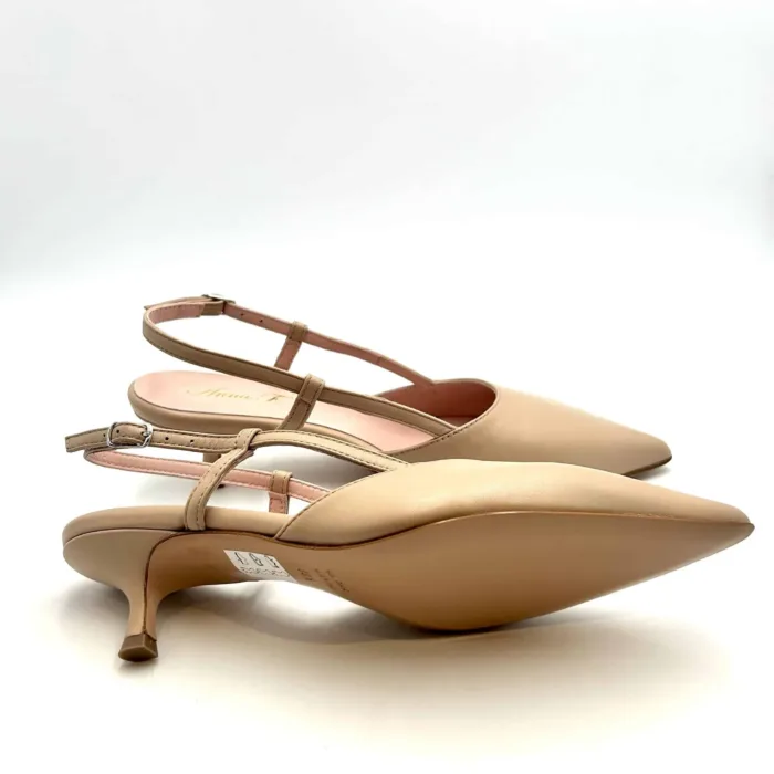 Slingback Anna F in Nappa Beige, Tacco 5 cm art. 1410, foto 5 di 5