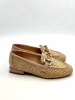 Mocassino Lorenzo Mari con Morsetto in Rafia Naturale Tacco 2 cm art. Calla 04