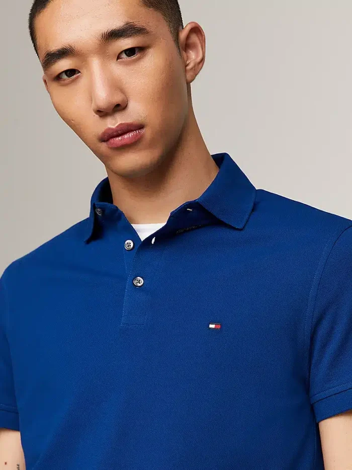 Polo 1985 Slim Fit Manica Corta Uomo Tommy Hilfiger Anchor Blue art. MW0MW17771 C5J, foto 5 di 5
