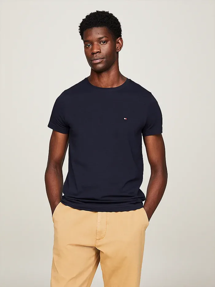 T-shirt Uomo Tommy Hilfiger Blu con Logo Extra Slim Fit cod MW0MW27539 DW5, foto 2 di 2