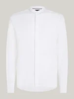 Camicia Uomo Tommy Hilfiger Bianca in Lino alla Coreana art. MW0MW34641 YCF