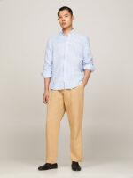 Camicia In Lino Regular Fit Uomo Tommy Hilfiger Riga Bianco Azzurro art. MW0MW34646 0A4 - immagine 2