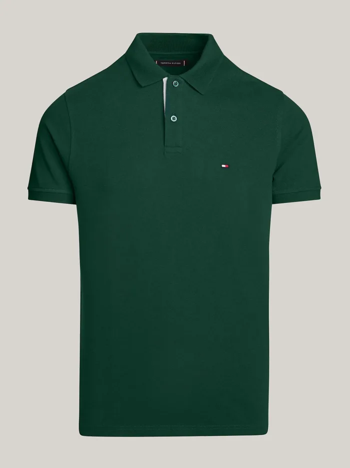 Polo Regular Fit Uomo Tommy Hilfiger Verde Monotype Placket art. MW0MW34753 MBP, foto 1 di 2