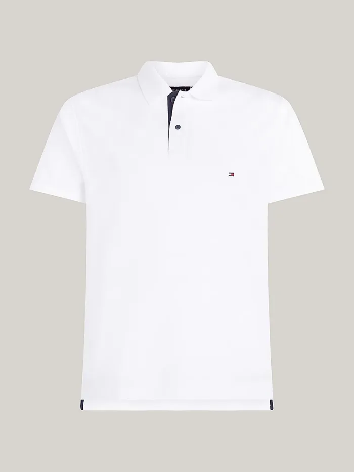 Polo Regular Fit Uomo Tommy Hilfiger Bianca Monotype Placket art. MW0MW34753 YBR, foto 1 di 2
