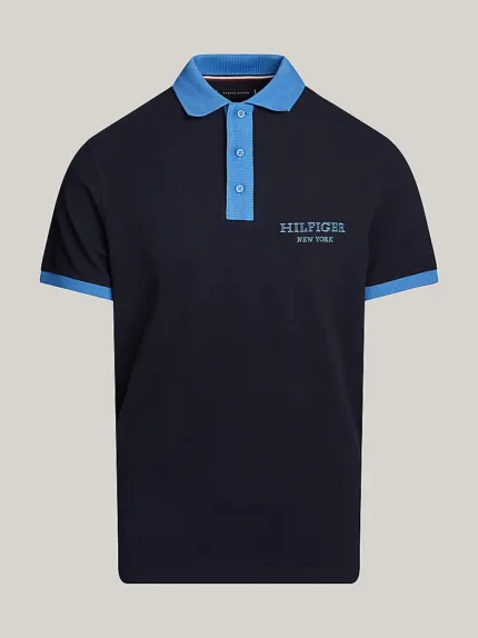 Polo Regular Fit Uomo Tommy Hilfiger Blu Monotype Ringer art. MW0MW34770 DW5
