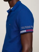 Polo Slim Fit Uomo Tommy Hilfiger Blu Ancora Flag Cuff art. MW0MW34780 C5J - immagine 5