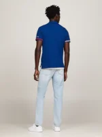 Polo Slim Fit Uomo Tommy Hilfiger Blu Ancora Flag Cuff art. MW0MW34780 C5J - immagine 4