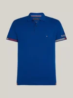 Polo Slim Fit Uomo Tommy Hilfiger Blu Ancora Flag Cuff art. MW0MW34780 C5J