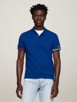 Polo Slim Fit Uomo Tommy Hilfiger Blu Ancora Flag Cuff art. MW0MW34780 C5J - immagine 2
