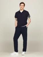 Polo Slim Fit Uomo Tommy Hilfiger Blu Flag Cuff art. MW0MW34780 DW5 - immagine 3