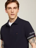 Polo Slim Fit Uomo Tommy Hilfiger Blu Flag Cuff art. MW0MW34780 DW5 - immagine 5