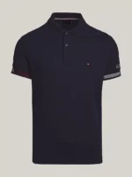 Polo Slim Fit Uomo Tommy Hilfiger Blu Flag Cuff art. MW0MW34780 DW5