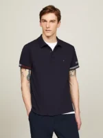 Polo Slim Fit Uomo Tommy Hilfiger Blu Flag Cuff art. MW0MW34780 DW5 - immagine 2