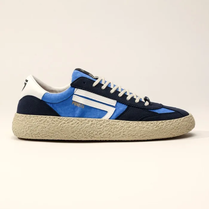 Sneakers Puraai Uomo in Tela e Camoscio Blu e Azzurro con Suola in Gomma art. FLIP, foto 1 di 4