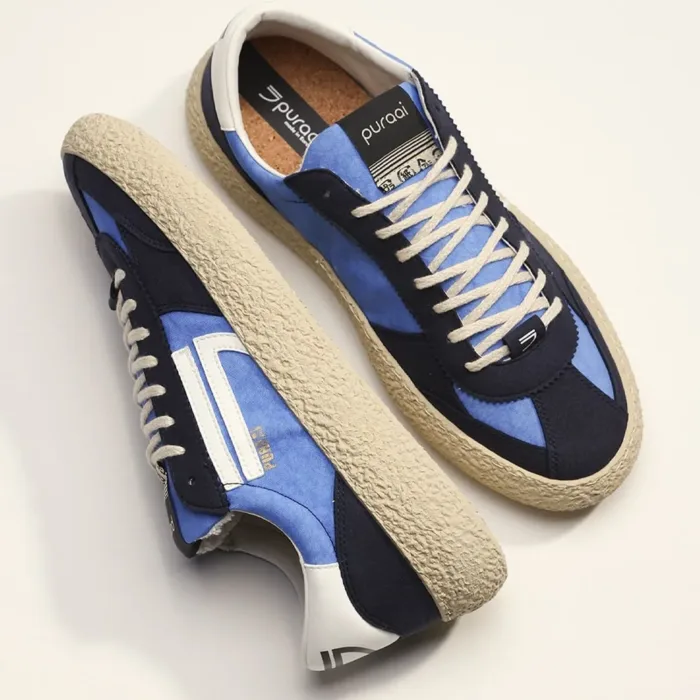 Sneakers Puraai Uomo in Tela e Camoscio Blu e Azzurro con Suola in Gomma art. FLIP, foto 3 di 4