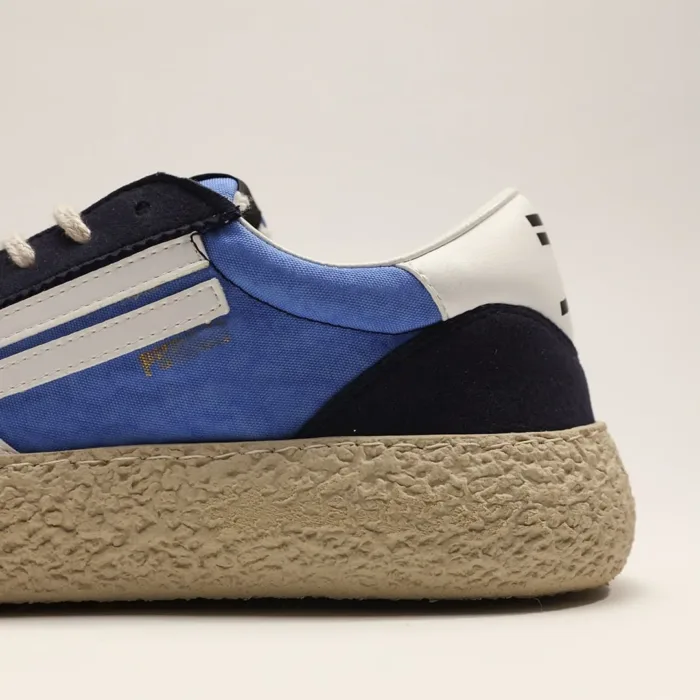 Sneakers Puraai Uomo in Tela e Camoscio Blu e Azzurro con Suola in Gomma art. FLIP, foto 2 di 4