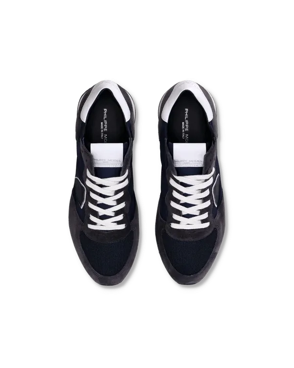 Sneaker Uomo Philippe Model Tropez TRPX in camoscio e tessuto Blu in pelle mod. TZLU 2117, foto 4 di 6