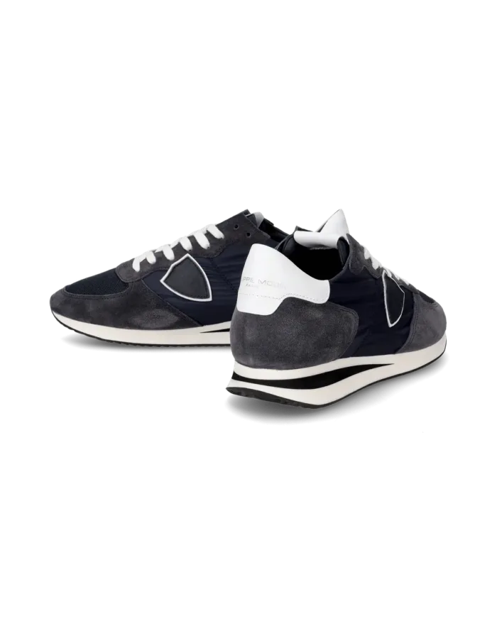 Sneaker Uomo Philippe Model Tropez TRPX in camoscio e tessuto Blu in pelle mod. TZLU 2117, foto 5 di 6