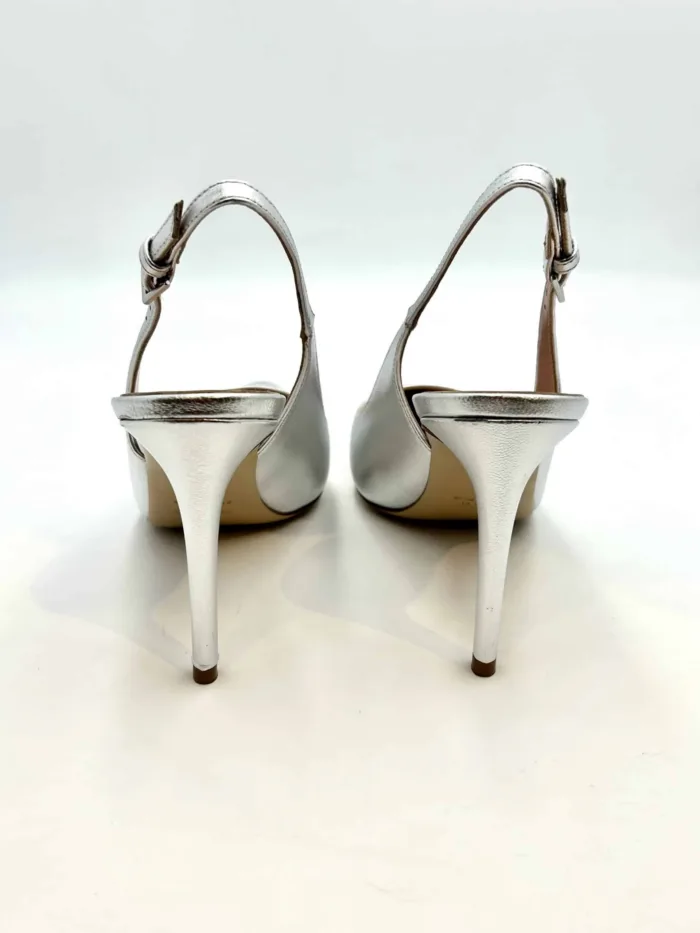 Slingback Ninalilou in Nappa Argento, Tacco 10 cm art. 301215LV, foto 5 di 5