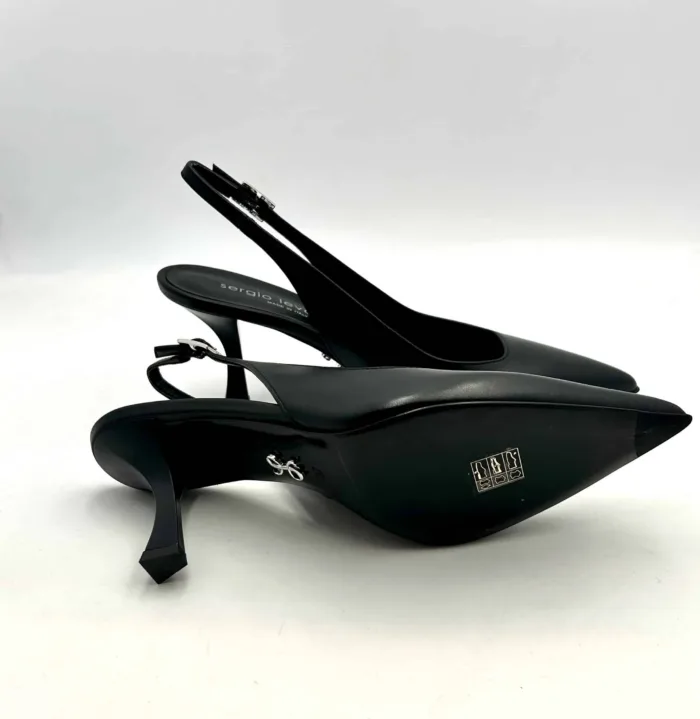 Slingback Sergio Levantesi in Pelle Nera Tacco 8 cm art. JUDY, foto 5 di 5