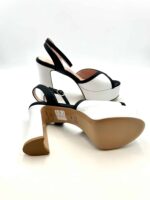 Sandalo Anna F in Pelle Bianca e Dettagli Neri Tacco 12 cm Plateau 4 cm art. 3706 - immagine 2