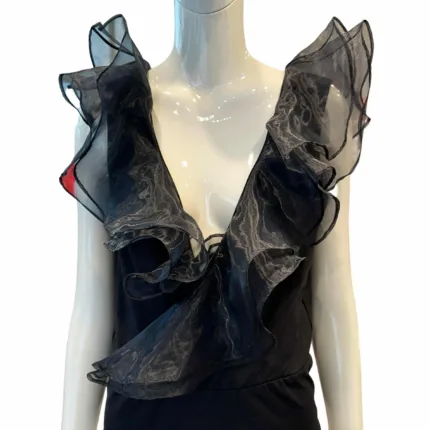 Top Twins nero con toulle sulle spalle cod. T3955