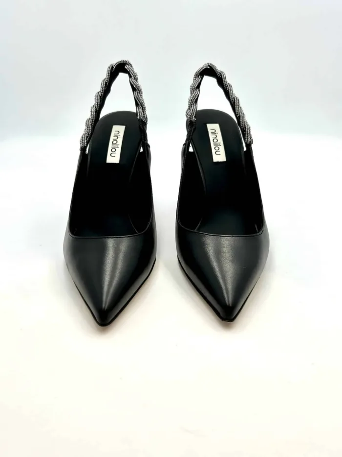 Slingback Gioiello Ninalilou in Nappa Nera, Tacco 9 cm art. 291220A9, foto 2 di 5
