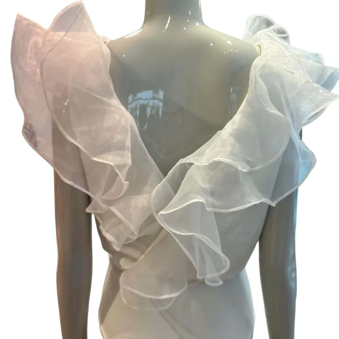 Top Twins bianco con toulle sulle spalle cod. T3955, foto 5 di 5