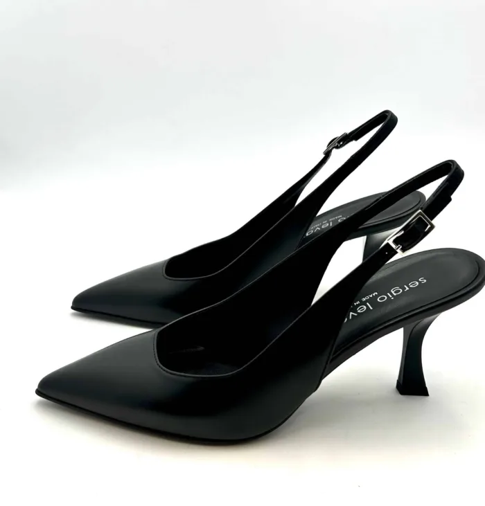 Slingback Sergio Levantesi in Pelle Nera Tacco 8 cm art. JUDY, foto 3 di 5