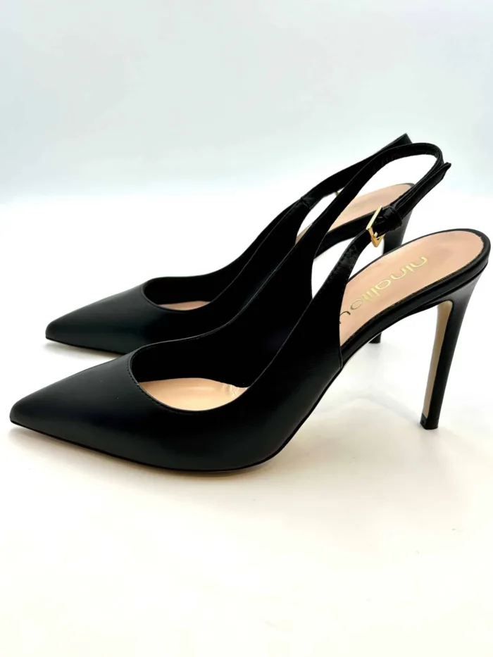 Slingback Ninalilou in Nappa Nera, Tacco 10 cm art. 301215LV, foto 2 di 5