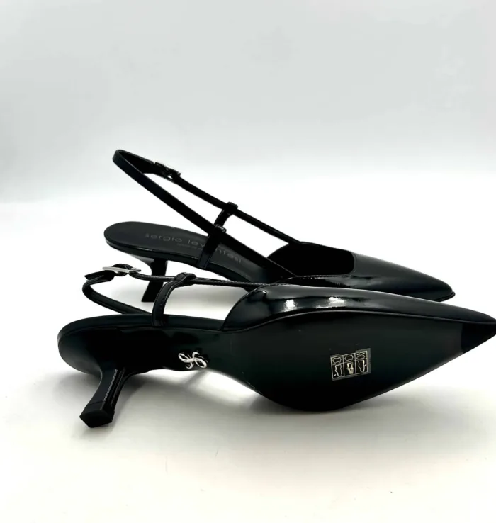Slingback Sergio Levantesi in Vernice Nera Tacco 6 cm art. Coral, foto 5 di 5