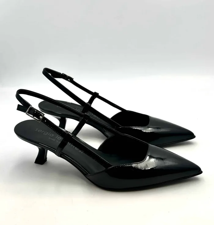 Slingback Sergio Levantesi in Vernice Nera Tacco 6 cm art. Coral, foto 1 di 5