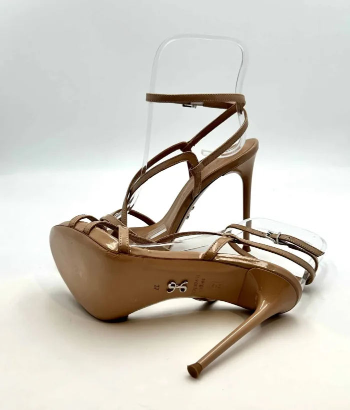 Sandalo con Cinturino Alla Caviglia Sergio Levantesi in Vernice Nude Tacco 11 cm Plateau 2cm art. ZEUDI4, foto 6 di 6