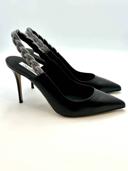 Slingback Gioiello Ninalilou in Nappa Nera, Tacco 9 cm art. 291220A9