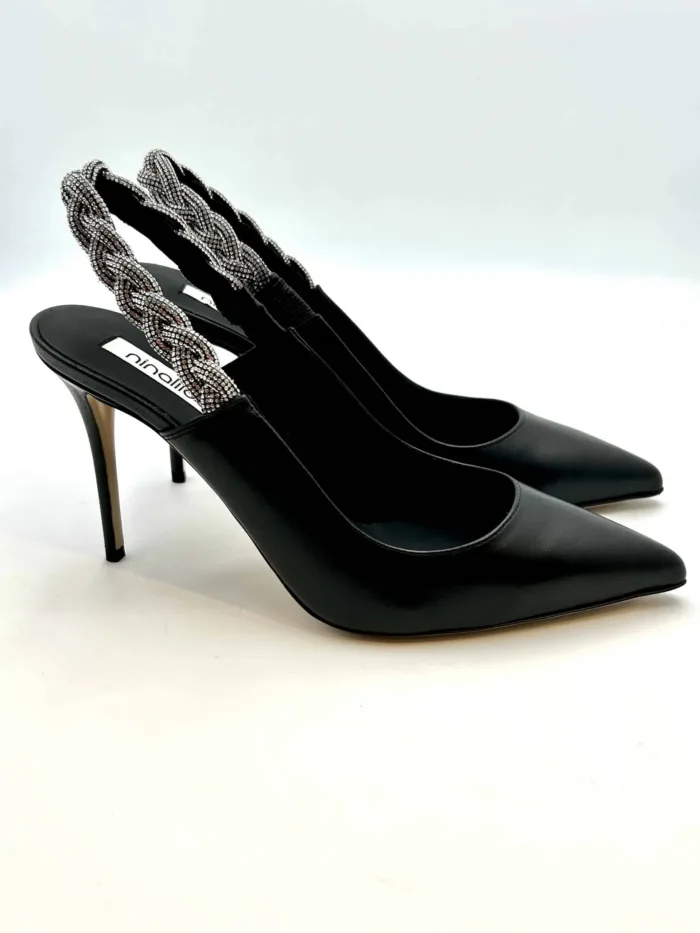 Slingback Gioiello Ninalilou in Nappa Nera, Tacco 9 cm art. 291220A9, foto 1 di 5